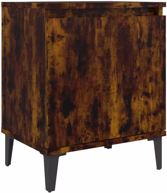 Berkfield Home Bed Cabinet with Metal Legs in Smoked Oak Brown, W/D/H: 40 x 30 x 50 cm
