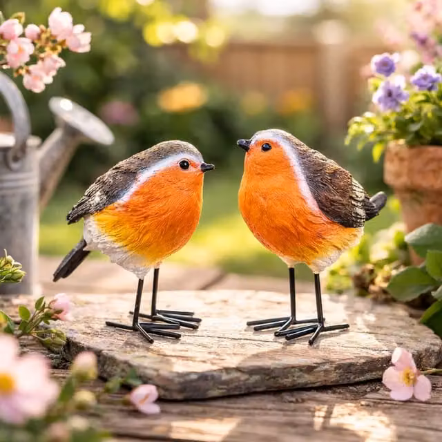 Garden Mile 2 Piece Red Robin Garden Ornaments