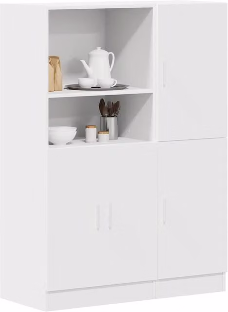 Berkfield Home 2 Piece Modern White Matt Kitchen Cabinet Set with Hinged Doors and Internal Shelves
