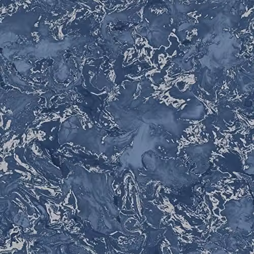 Muriva Elixir Abstract Marble Wallpaper in Blue and Silver Metallic Matt Finish