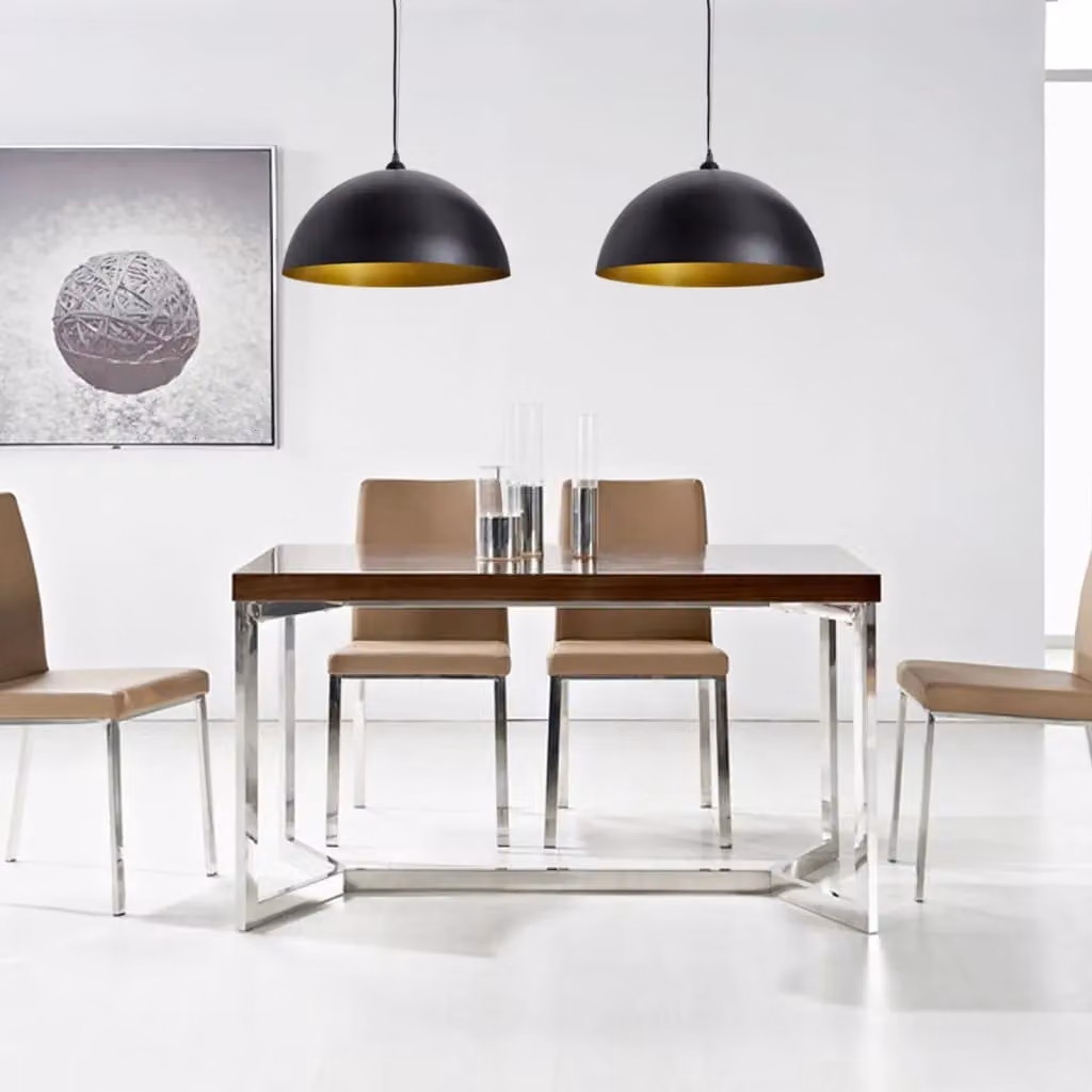 Berkfield Home Set of 2 Black Metal Semi-spherical Suspended Ceiling Lamps with Height-adjustable Dome Design – 4