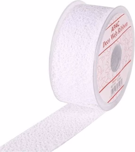 KDMD White Deco Web Ribbon for Parties and Birthdays, 50mm x 20m