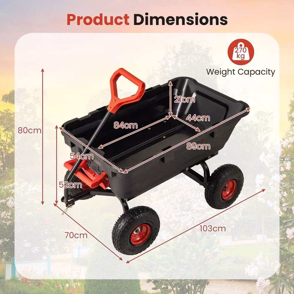 VOGREX Black Heavy Duty Poly Garden Dump Cart – 2