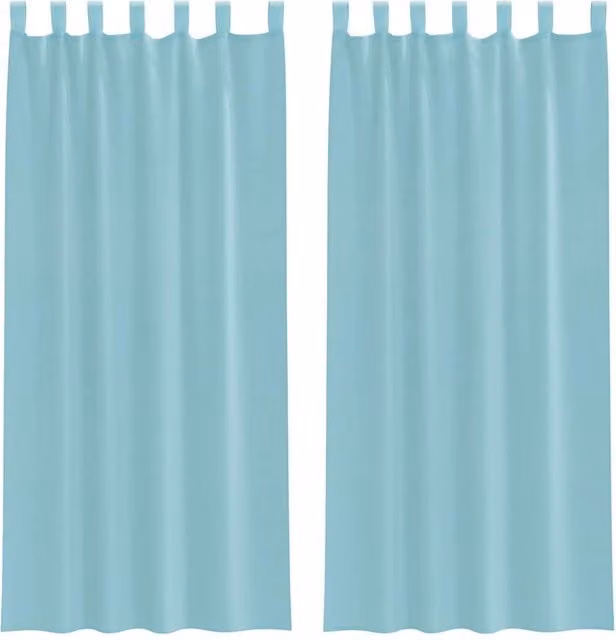 Berkfield Home Turquoise Voile Fabric Panel Curtains with Tabs, 2 Pack, W: 140 cm, H: 245 cm – 1
