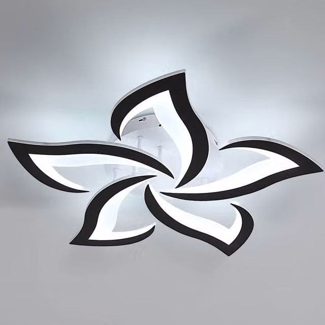 Pheashine Black Flower LED Ceiling Light, 60W, 6700LM, 6500K Cool White, Acrylic and Metal