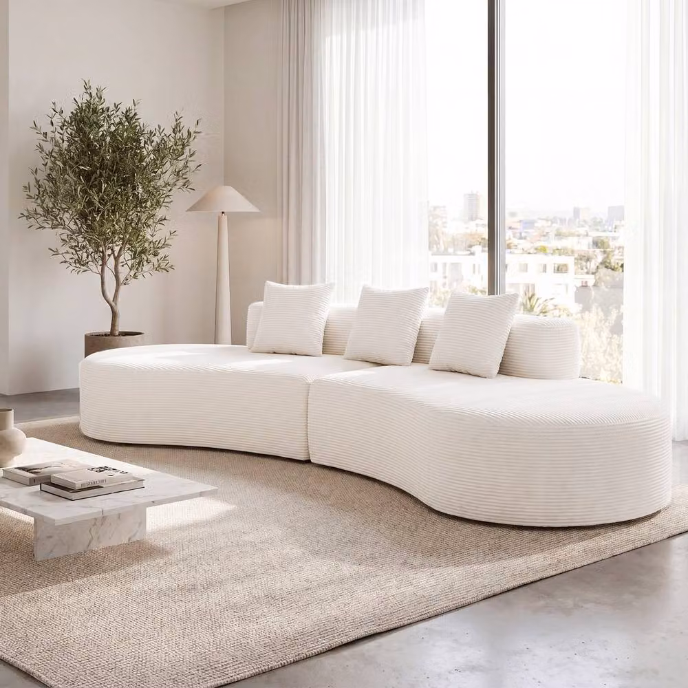 Costway Curved Modular Sectional Sofa in Beige with 3 Scatter Cushions – 2