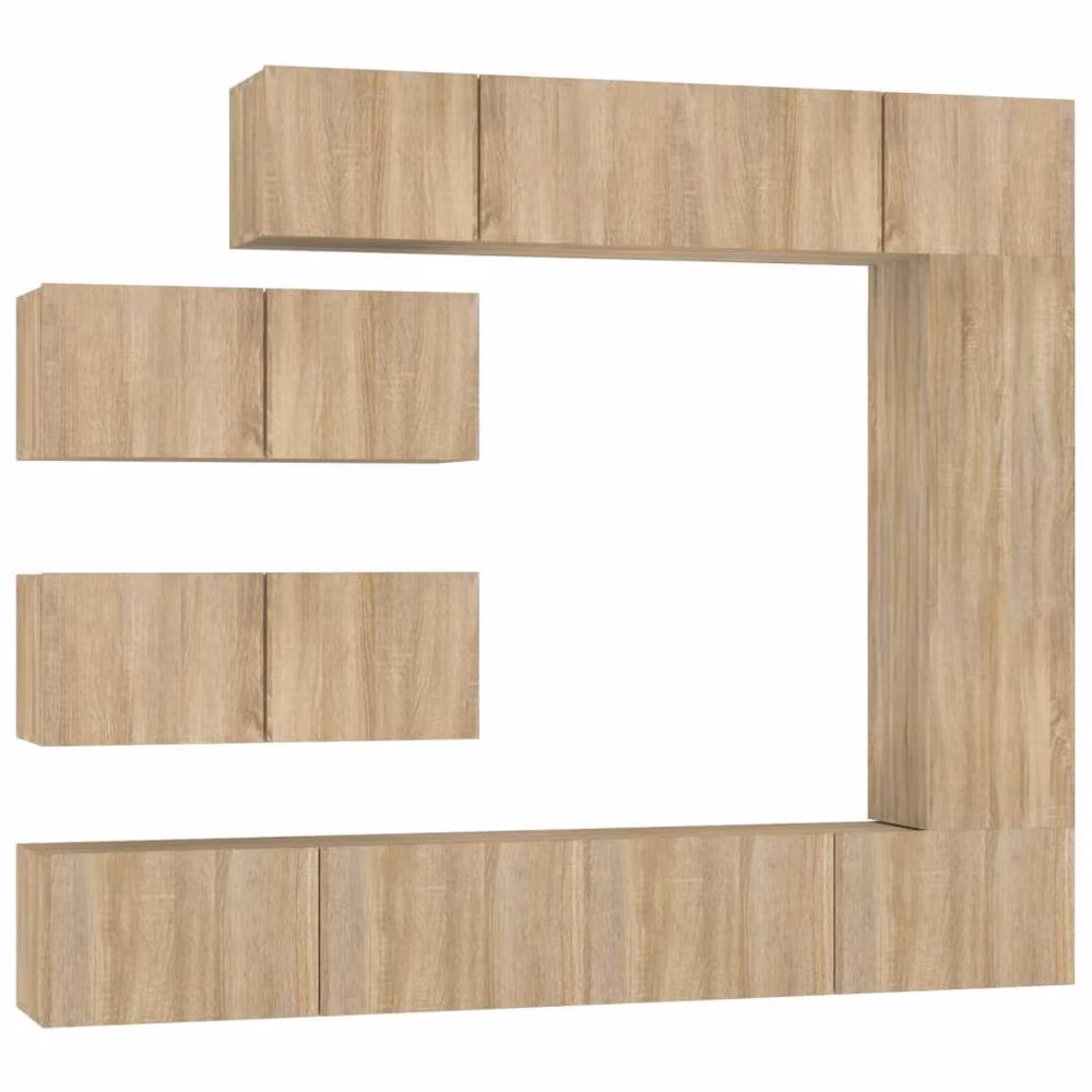 Berkfield Home Classic 7 Piece TV Cabinet Set in Sonoma Oak and Brown Engineered Wood – 2