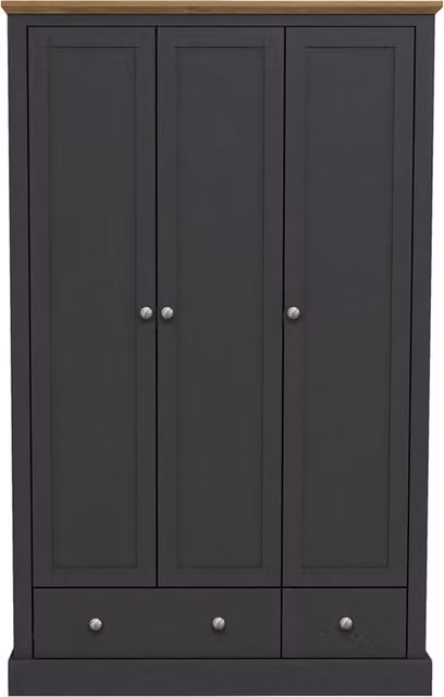 LPD Home Modern 3-Door 2-Drawer Wardrobe in Anthracite Grey