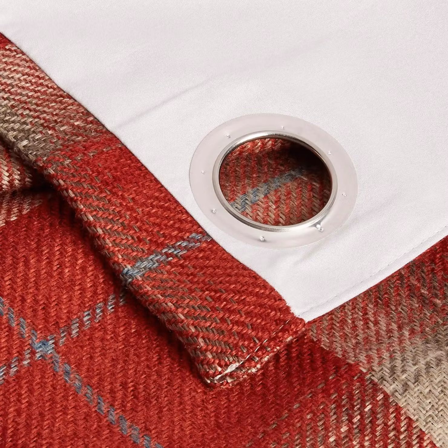 Sundour Carnoustie Checked Blackout Eyelet Curtains in Red, Width: 117 cm, Drop: 229.1 cm – 4