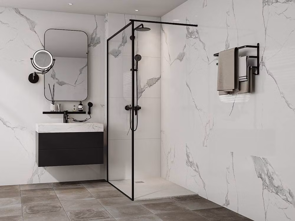 Vente-unique Resin Free-Standing or Flush Rectangular Shower Tray, White, W: 120 cm, D: 80 cm – 2
