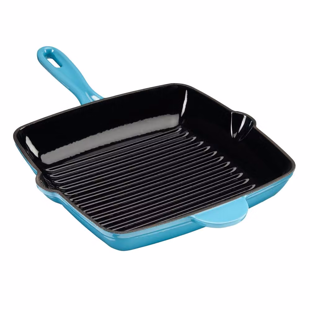 Cooks Professional 2 Piece Enamelled Cast Iron Frying Pan and Skillet Set in Petrol – 4