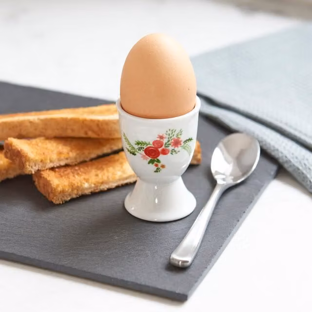 Kitchencraft Set of 6 White Floral Porcelain Egg Cups