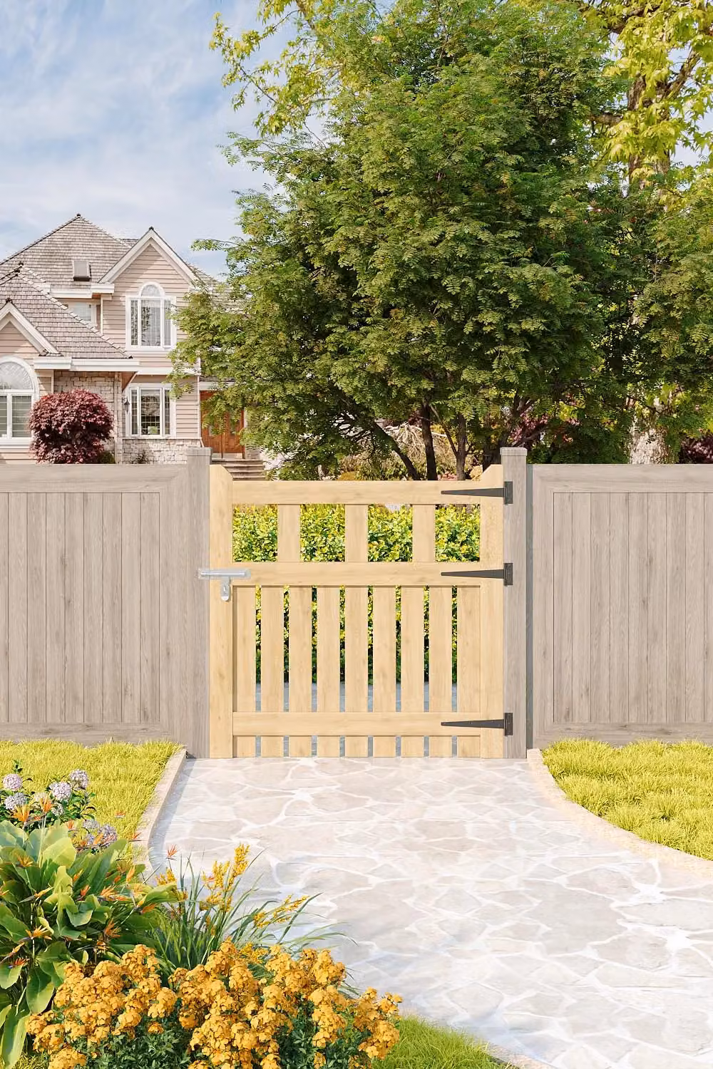 Living and Home Brown Wooden Outdoor Garden Gate, W/H: 90 x 90 cm – 2