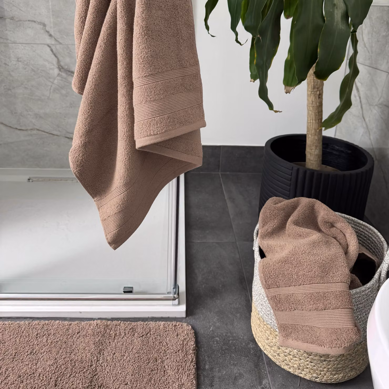 Allure Bath Fashions Pack of 2 Fluffy Cotton Hand Towels with Border, Brown, W/H: 50 x 85 cm – 3