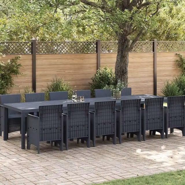 Berkfield Home 13 Piece Anthracite Poly Rattan Garden Dining Set – 1
