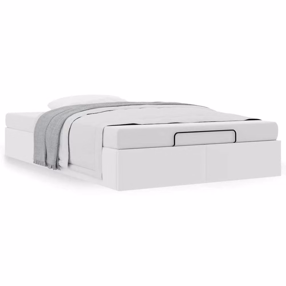 Berkfield Home Double Ottoman Bed Frame in White Faux Leather with Lift Up Base – 2