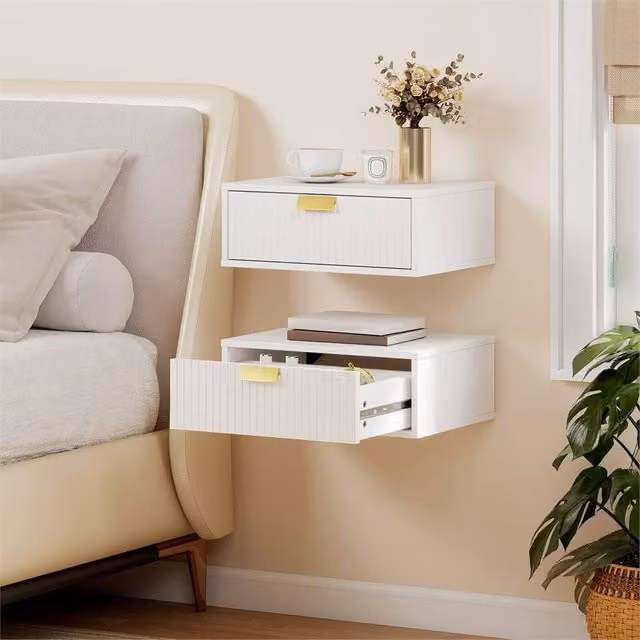 EONLION White Wall Mounted Floating Nightstands Set of 2