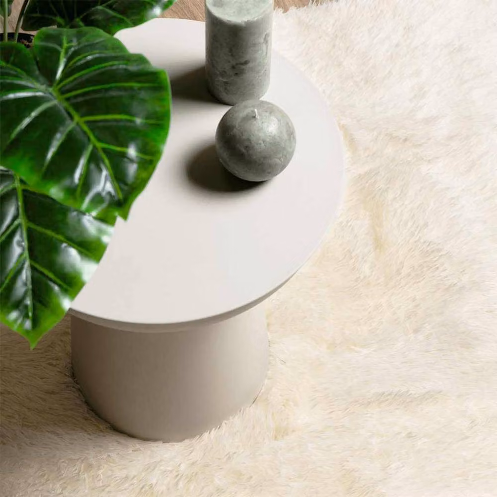 Berkfield Home NAVARRA Shaggy High Pile Rug, Cream, W/D: 160 x 160 cm – 2