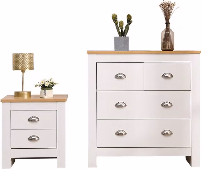 HMD Modern White Wooden Bedroom Set W/D/H: 45 x 45 x 45 cm