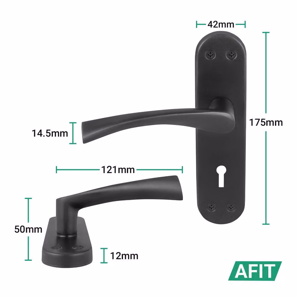 AFIT Black Twist Lock Handle Set with Novi Backplate, 1 Pair, Matt Black, W/D/H: 15 x 15 x 1.5 cm – 2