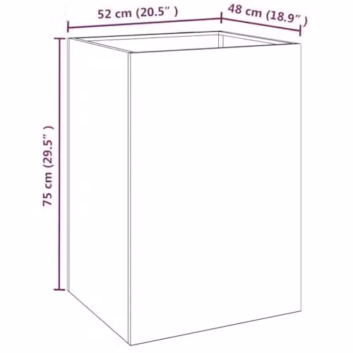 vidaXL Corten Steel Planter Tub, Brown, W: 52 cm, D: 48 cm, H: 75 cm – 2