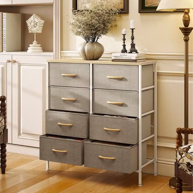 HOMCOM Chest of Drawers Cloth Organiser with Fabric Drawers in Maple Wood-effect