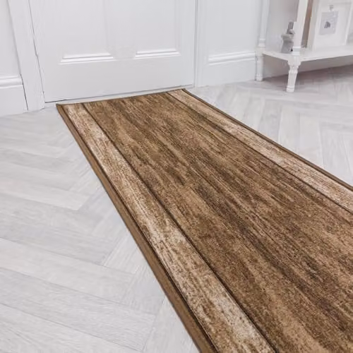 runrug Loop Pile Hallway Runner Rug in Brown, W/D/H: 210 x 100 x 0.54 cm