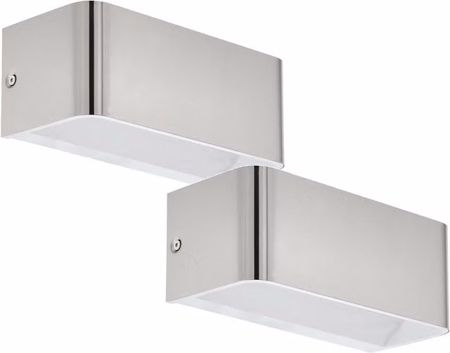 Loops 2 Pack Modern Aluminium Wall Light in Silver with 10W LED Included