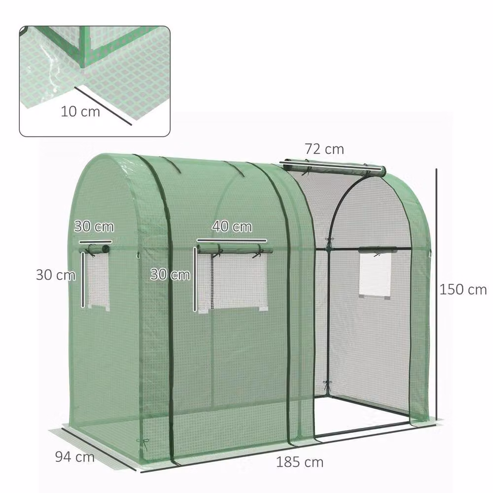 FLAVORA Green Roll-Up Door Tomato Greenhouse with Plastic Windows, 0.6 m2 – 3