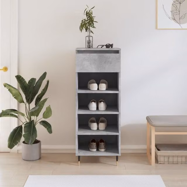 Berkfield Home Modern Shoe Cabinet in Concrete Grey, W: 40 cm, D: 36 cm, H: 105 cm