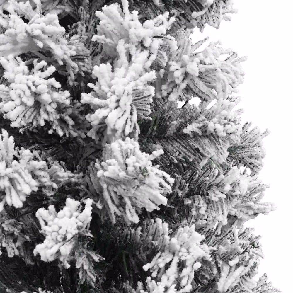 Berkfield Home Slim Flocked Artificial Christmas Tree in Green and White, Height: 180 cm – 4