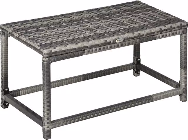 Outsunny Grey Polyrattan Outdoor Coffee Table with X-Shape Support and Underneath Storage – 1