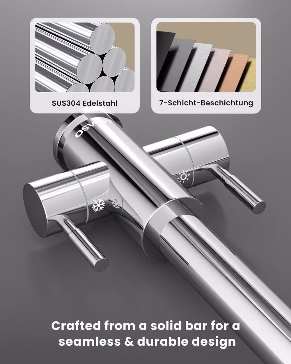 Appaso Dual Lever Kitchen Tap with 2-Mode Pull Out Sprayer in Silver Chrome – 5