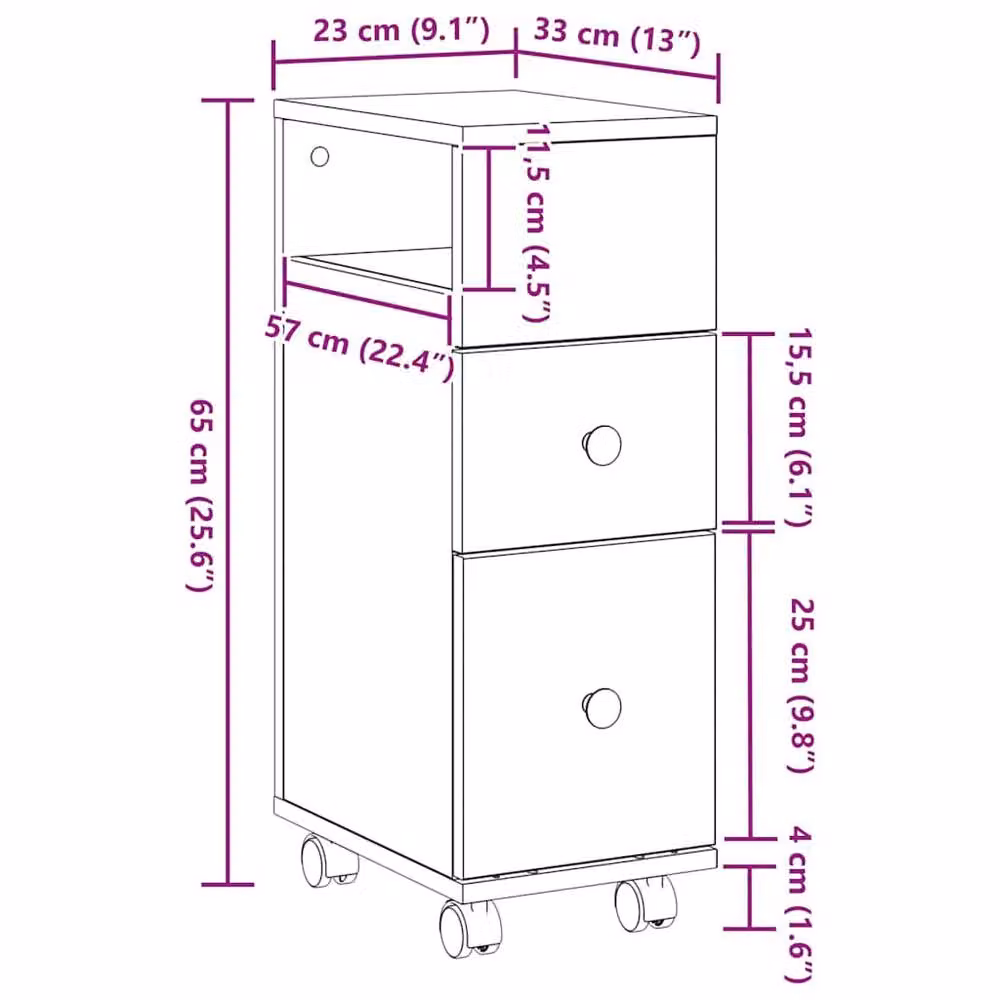 Berkfield Home Narrow Bathroom Cabinet with Wheels in Black Oak Engineered Wood – 6