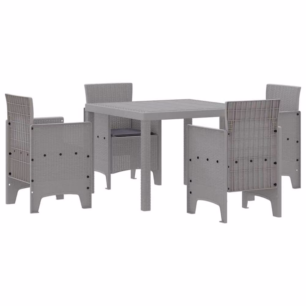 Berkfield Home Modern 5 Piece Garden Dining Set with Light Grey Cushions and Poly Rattan – 2