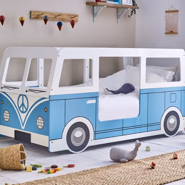 Julian Bowen Childrens Campervan House Frame Bed in Blue