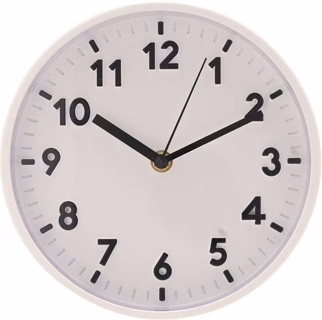 HOMETIME Modern Round Analog Wall Clock in White, Diameter: 20 cm