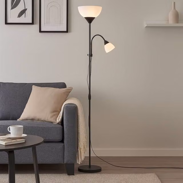 Lighting Collection Black Mother & Child Adjustable Floor Lamp