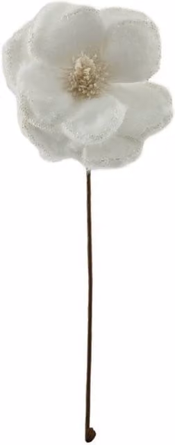 KDMD White Faux Fur Magnolia Head with Beaded Edge, 2 Pack, Diameter: 53 cm