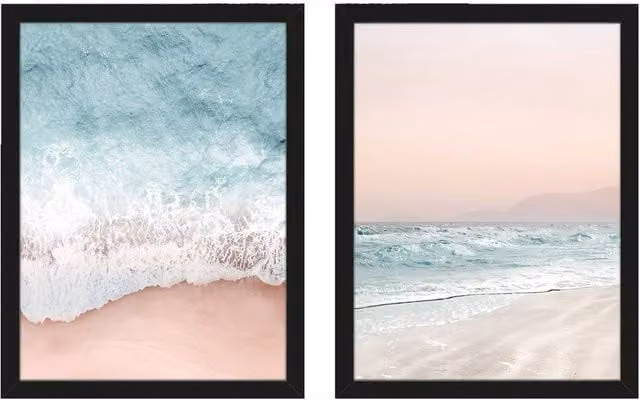 Gemma Bardot Beach Vibes III IV Framed Print Set of 2 in Beige and Multicolour – 1