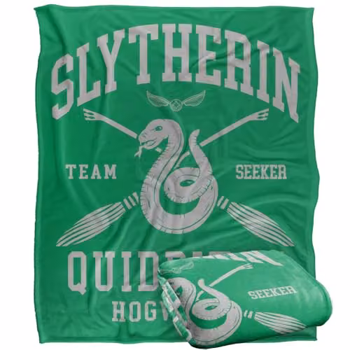 Warner Bros. Harry Potter Slytherin Quidditch Arch Super Soft Fleece Throw Blanket, Green/Multicolour, W: 127 cm x H: 152.4 cm