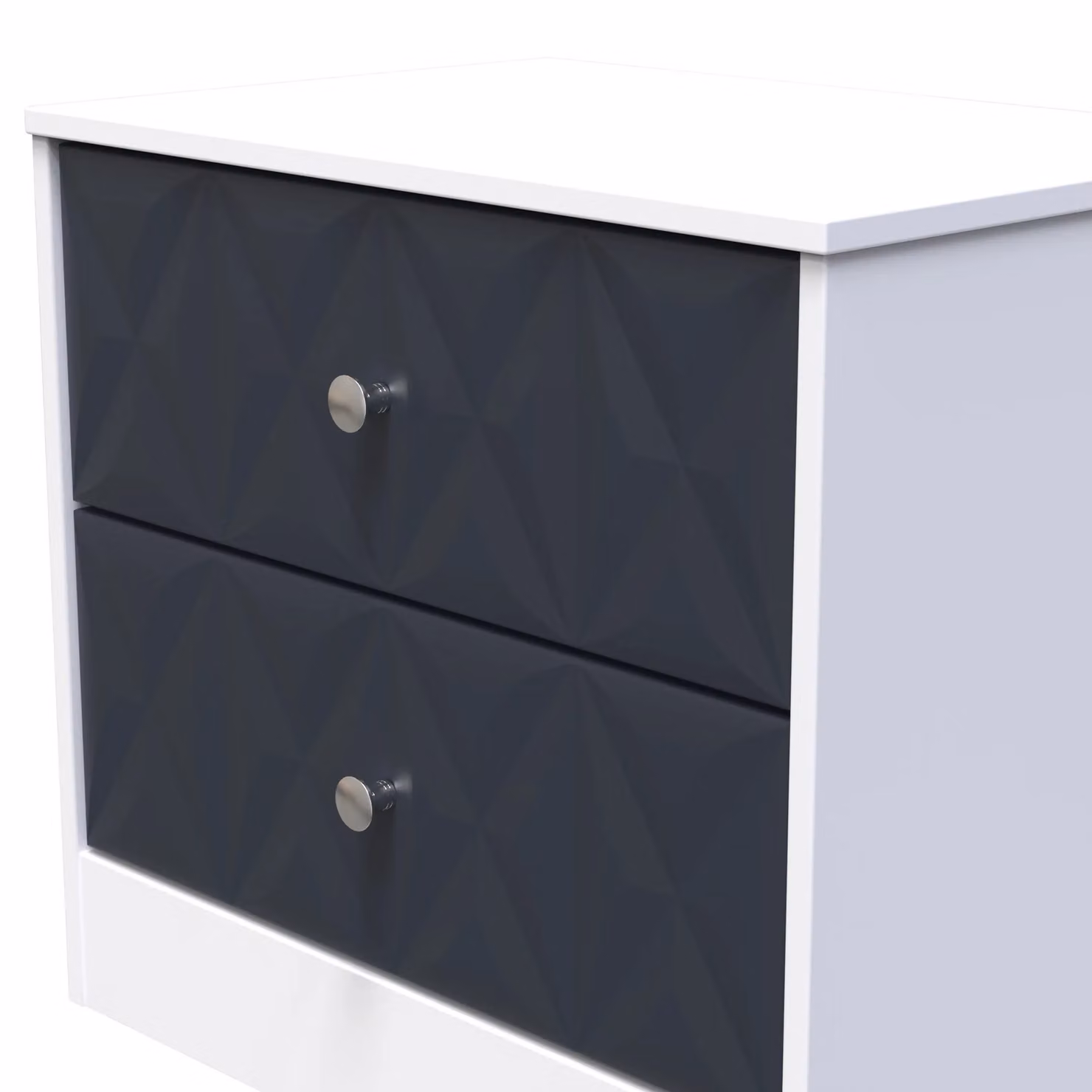 Ready Assembled 2 U Memphis 2 Drawer Side Table in Dark Blue – 3