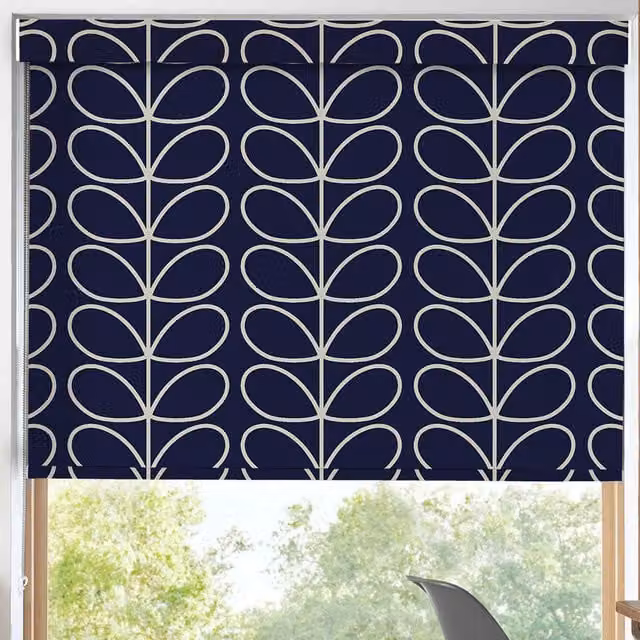 Orla Kiely Jumbo Linear Stem Translucent Made to Measure Roller Blind in Blue Whale Pattern