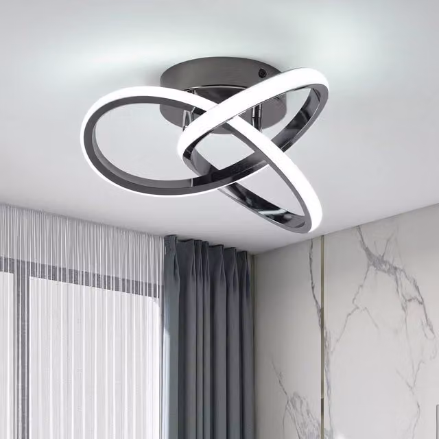 NIVOR Modern Black LED Ring Flush Mount Ceiling Light, 6000K Cool White – 1