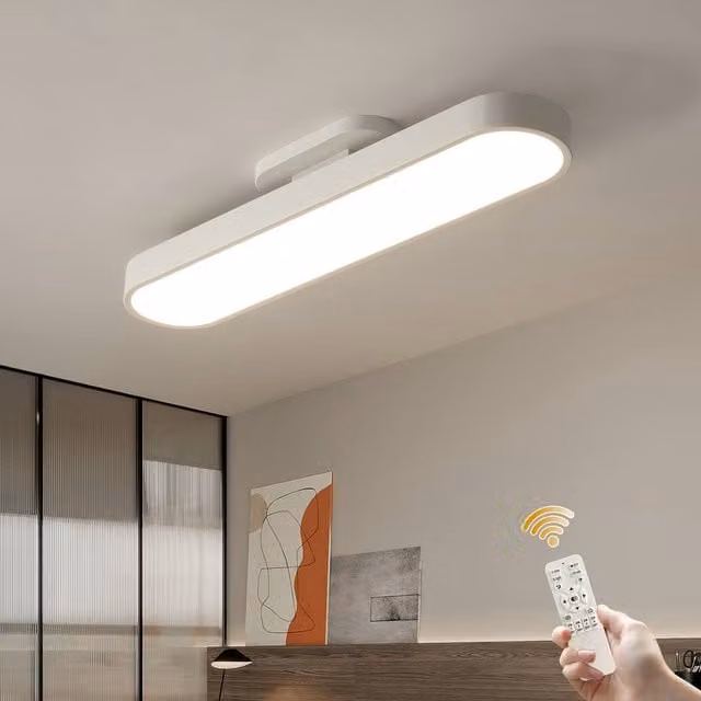 NIVOR 42W Dimmable Acrylic Linear LED Ceiling Light with Remote Control in White