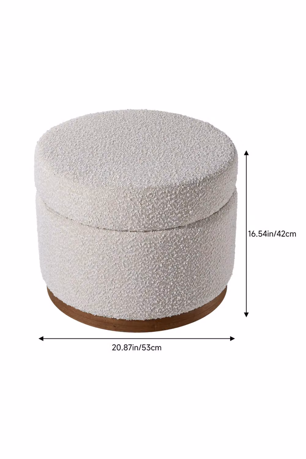 H&O Direct Beige Bouclé Round Storage Ottoman – 2