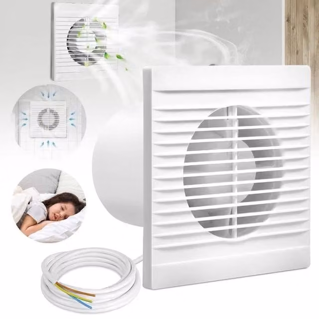 FLAVORA 4 Inch Silent Wall Mounted Bathroom Extractor Fan in White
