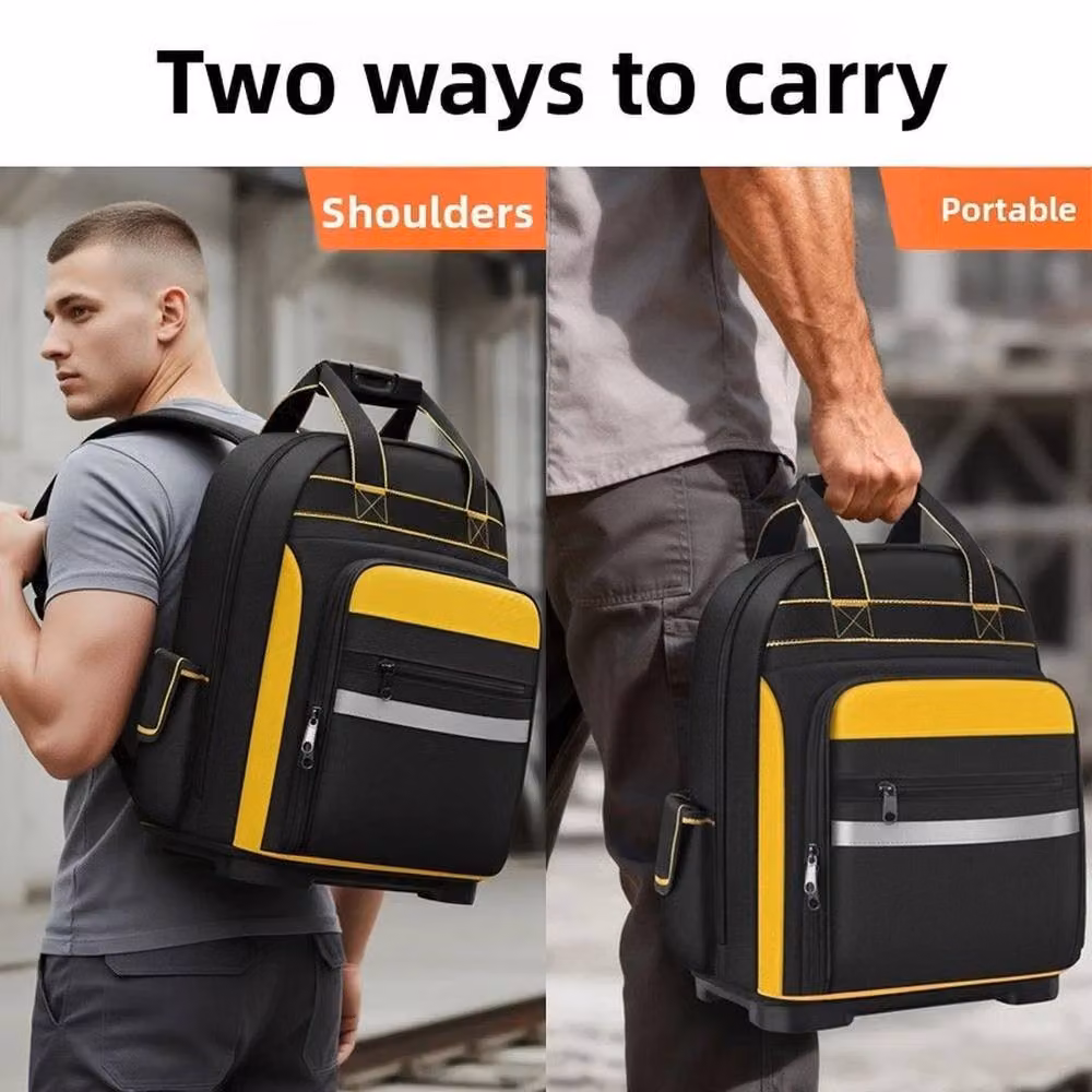 PAWNORA Large Capacity Tool Backpack with Moulded Base, Black, W/D/H: 43.0 x 35.0 x 20.5 cm – 4