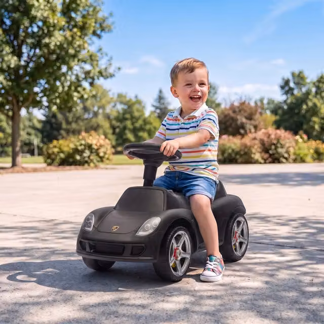 AIYAPLAY Porsche Licensed Ride on Car for Toddlers 18-36 Months, Matte Black