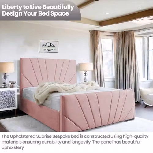 Living Comfort Bedz Sunrise Bed in Pink Plush Velvet with Gas Lift Base, W/D/H: 200 x 180 x 127 cm – 4